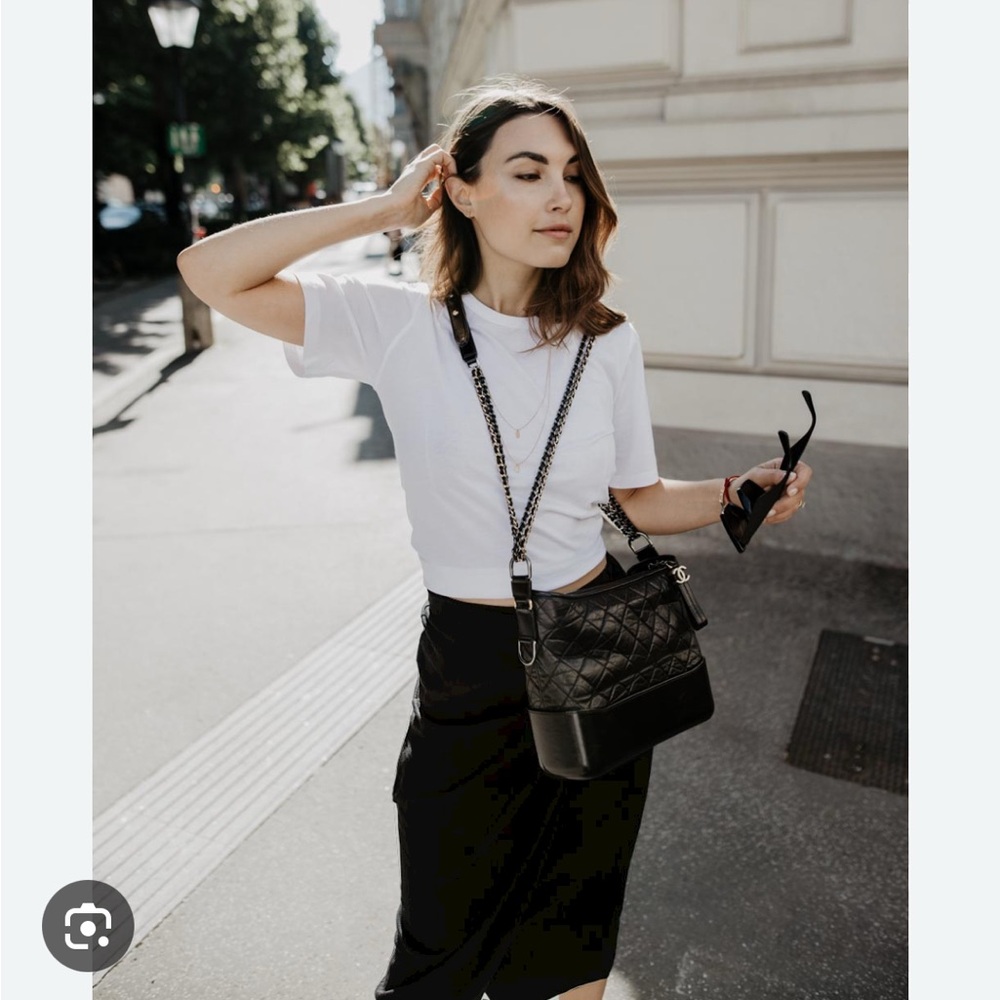 Chanel Aged Calfskin Quilted Medium Gabrielle Hobo Black with box and dust bag